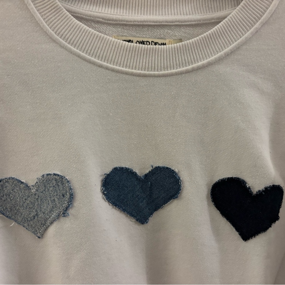Unemployed Denim Heart Patch Crewneck Sweatshirt
